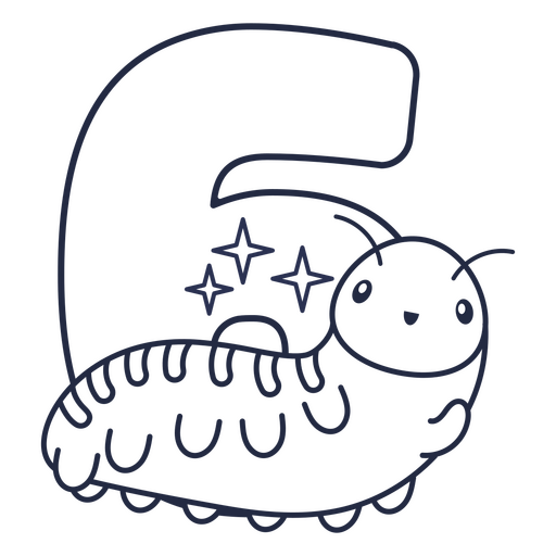 Números curso kawaii seis Desenho PNG