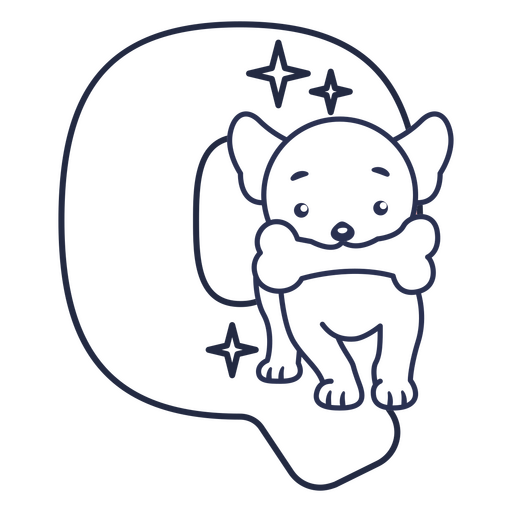 Alfabeto trazo kawaii q Diseño PNG