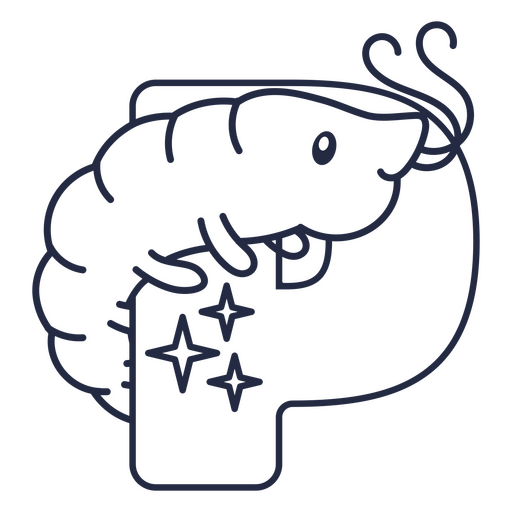 Traço do alfabeto kawaii p Desenho PNG