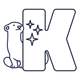 Animal kawaii K letter stroke alphabet PNG Design Transparent PNG