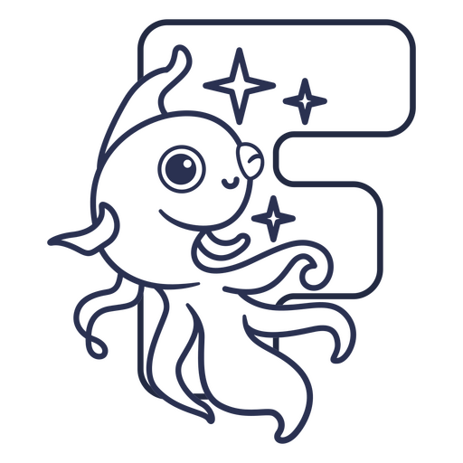 Traço do alfabeto kawaii f Desenho PNG