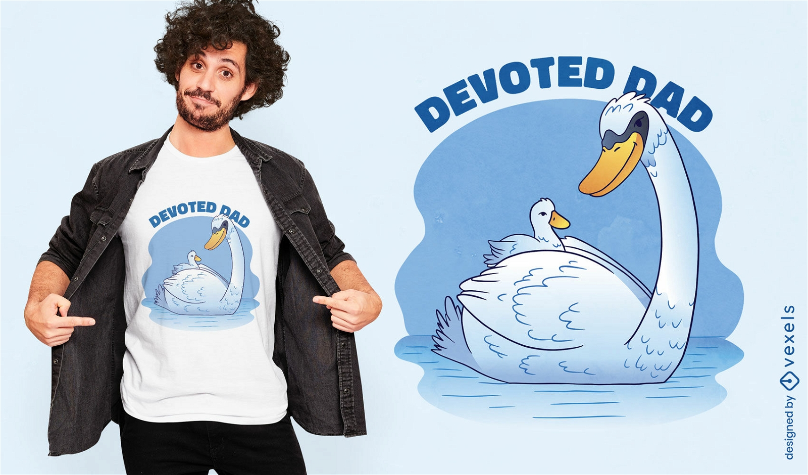 Devoted dad swan t-shirt design