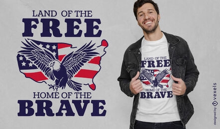 Diseño de camiseta de la tierra del águila americana libre