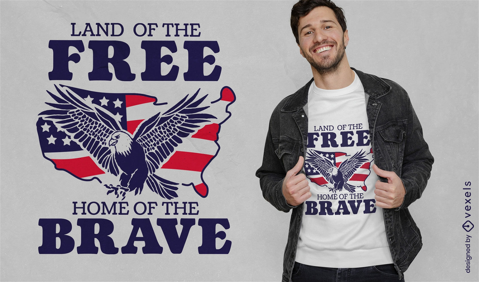 Land des freien amerikanischen Adler-T-Shirt-Designs