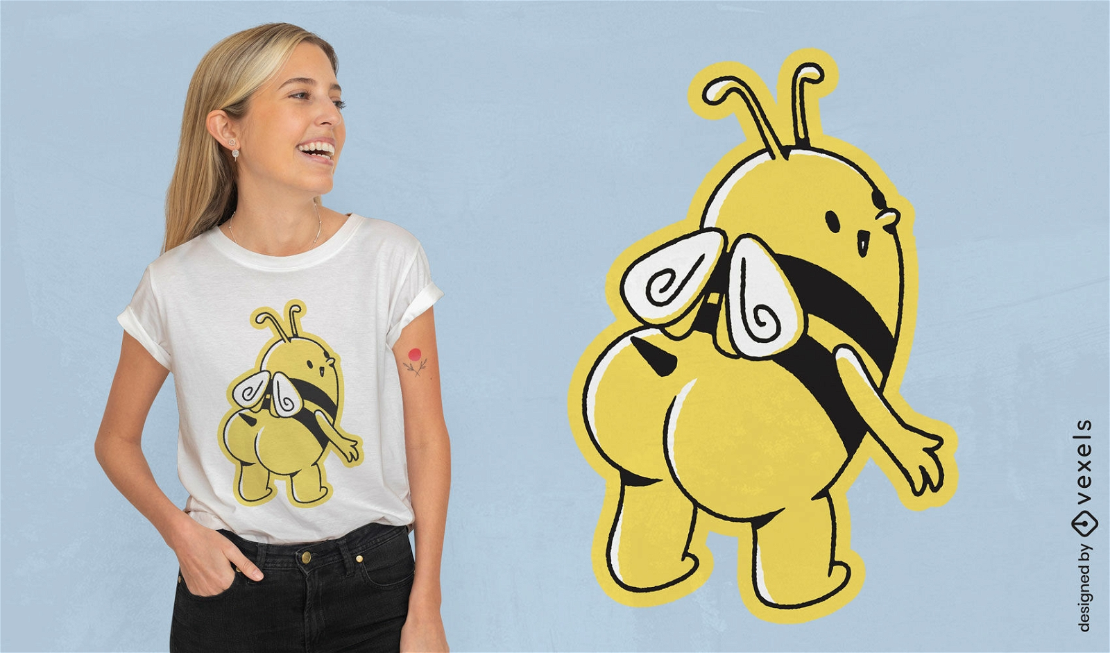Dise?o de camiseta con personaje de trasero de abeja.
