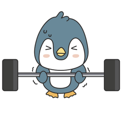 Pinguim de desenho animado levantando uma barra Desenho PNG