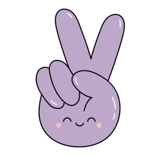 Purple kawaii peace sign PNG Design