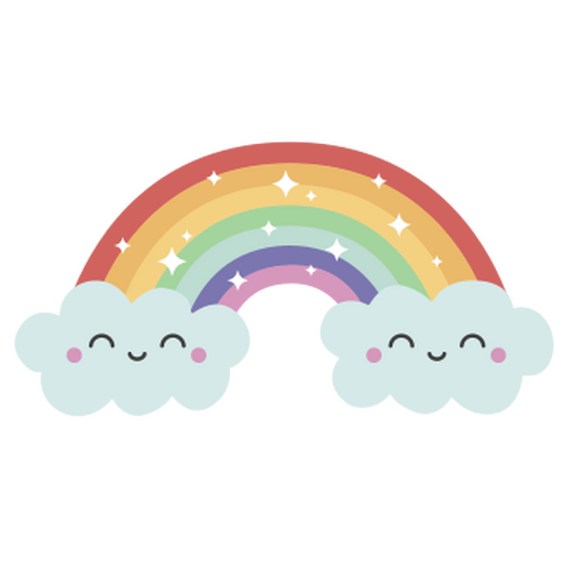 Rainbow with two smiling faces and stars PNG Design