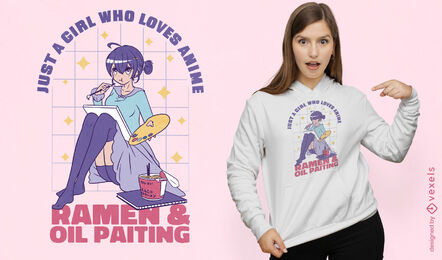 Oil painting anime girl t-shirt design