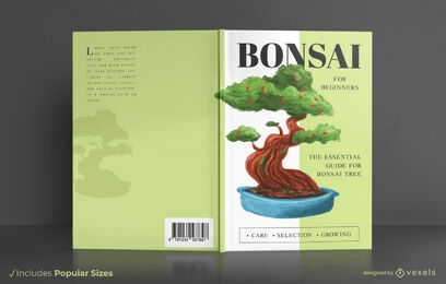 Diseño de portada de libro de naturaleza de árbol bonsái