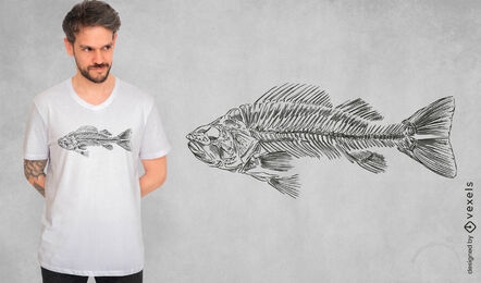 Design de camiseta de esqueleto de peixe Barsch