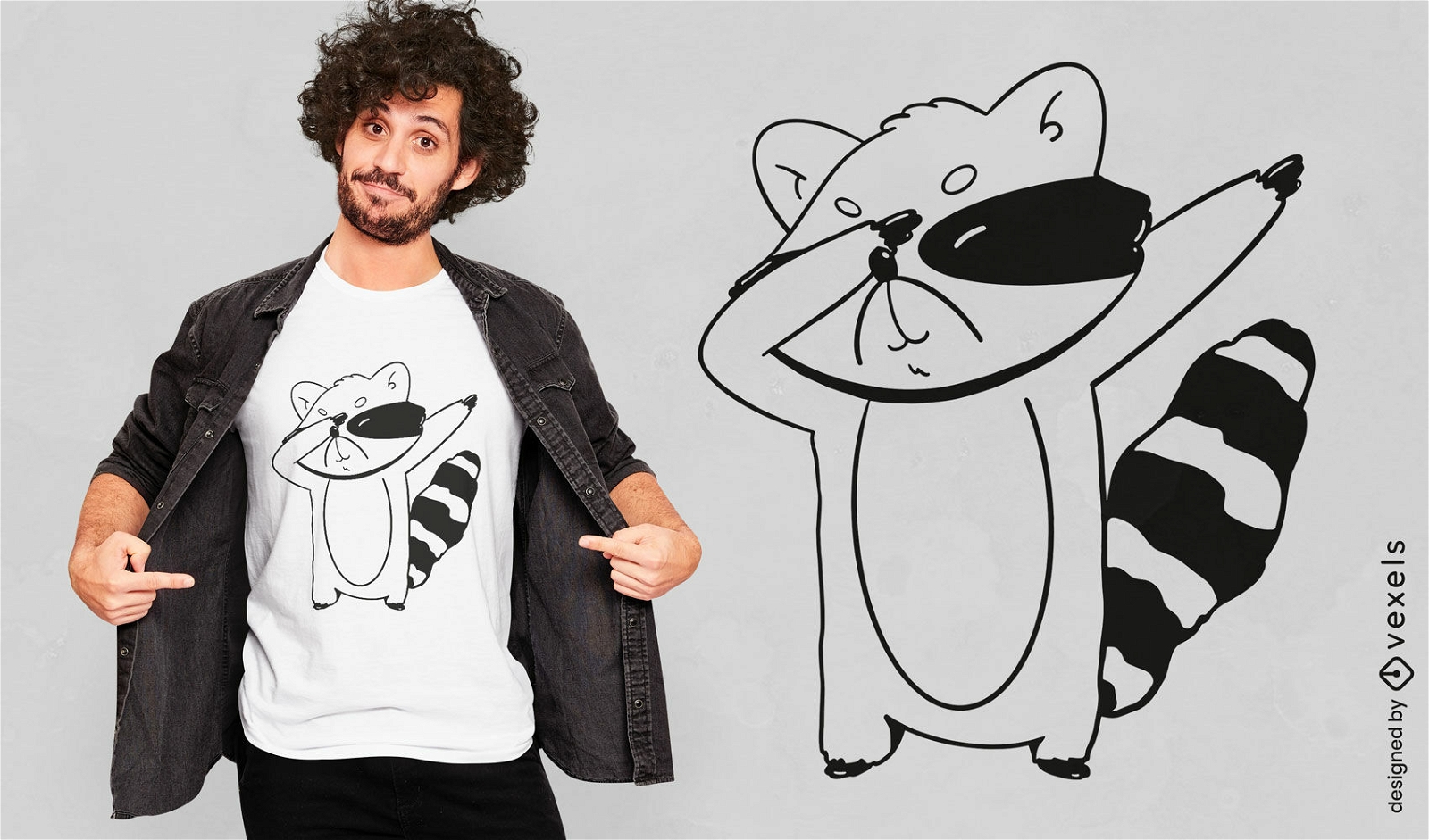 Design de camiseta de desenho animado Raccoon Dab