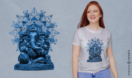 Diseño de camiseta de estatua de dios hindú Ganesha
