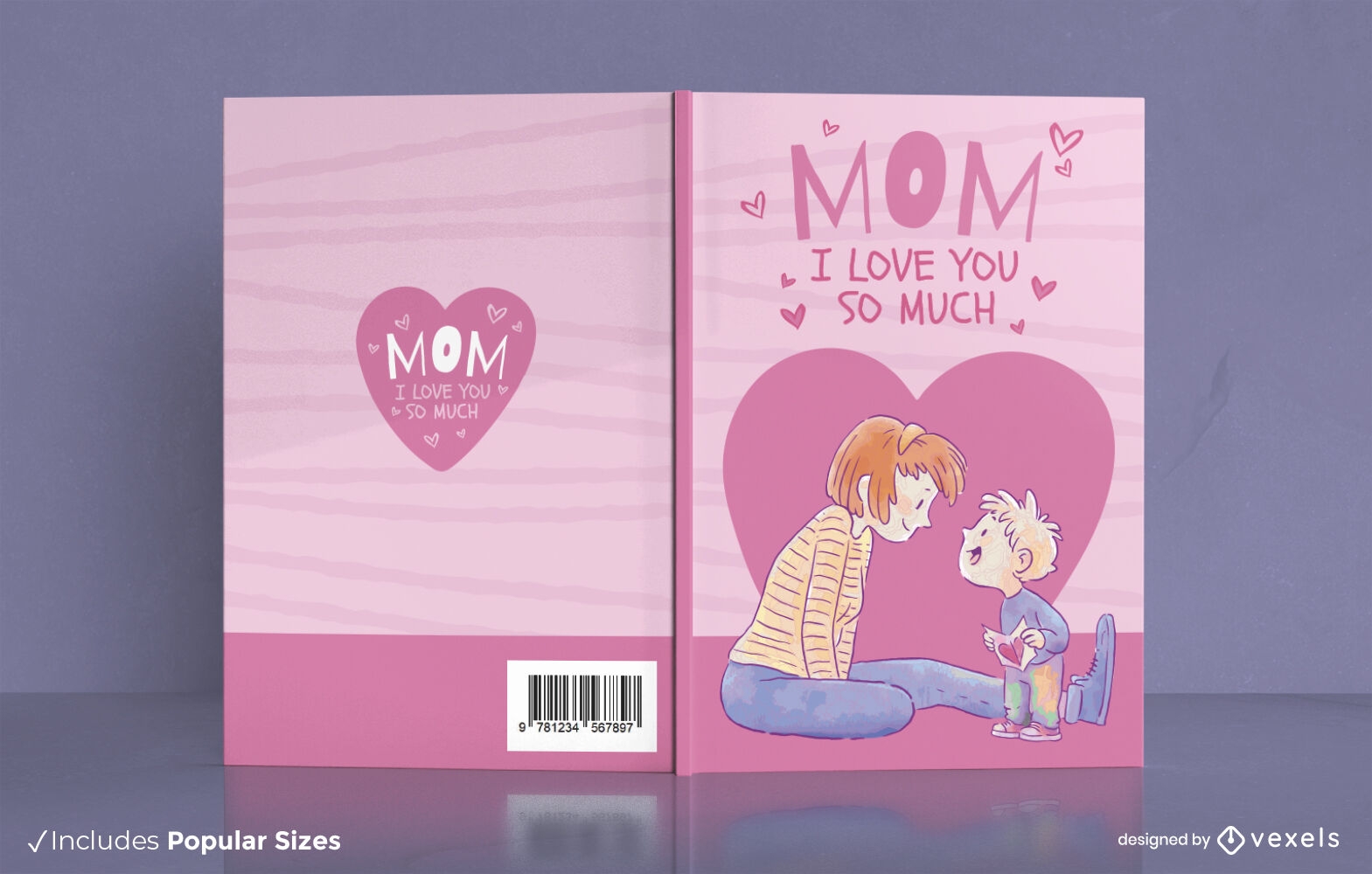 Design de capa de livro fofo de mãe e filho