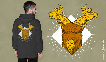 Design de camiseta de animais de fazenda de cabras com raiva