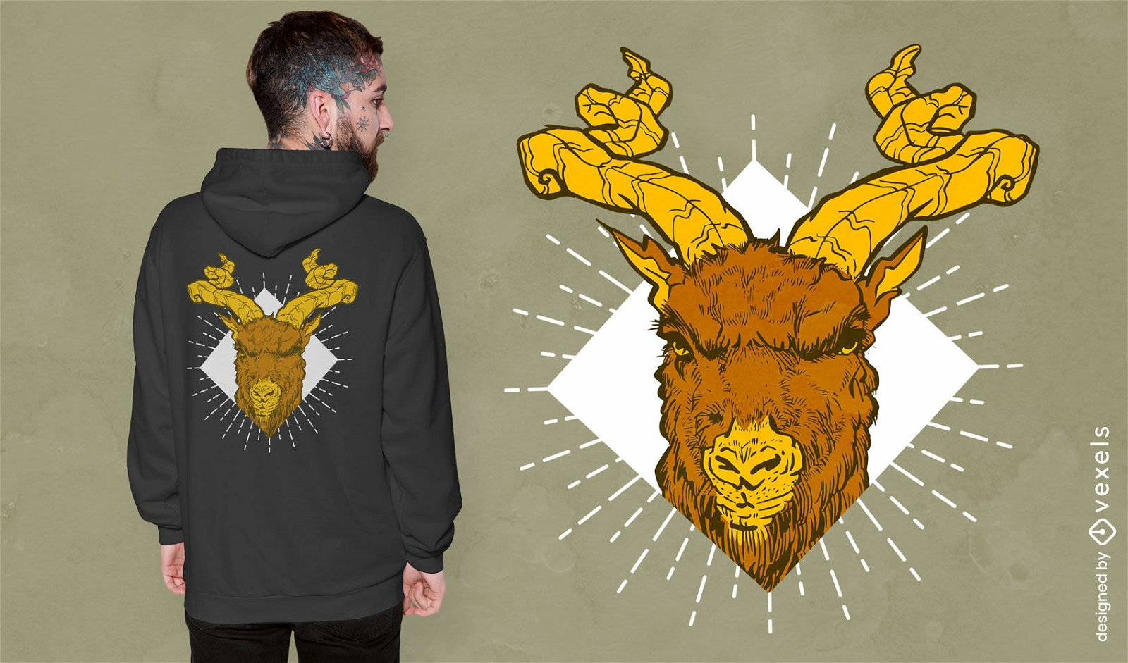 Angry goat farm animal t-shirt design