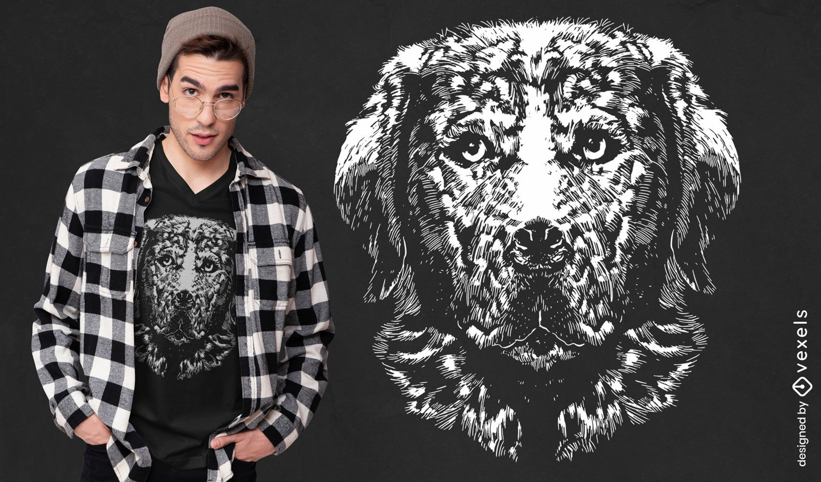 Dise?o de camiseta de perro realista golden retriever