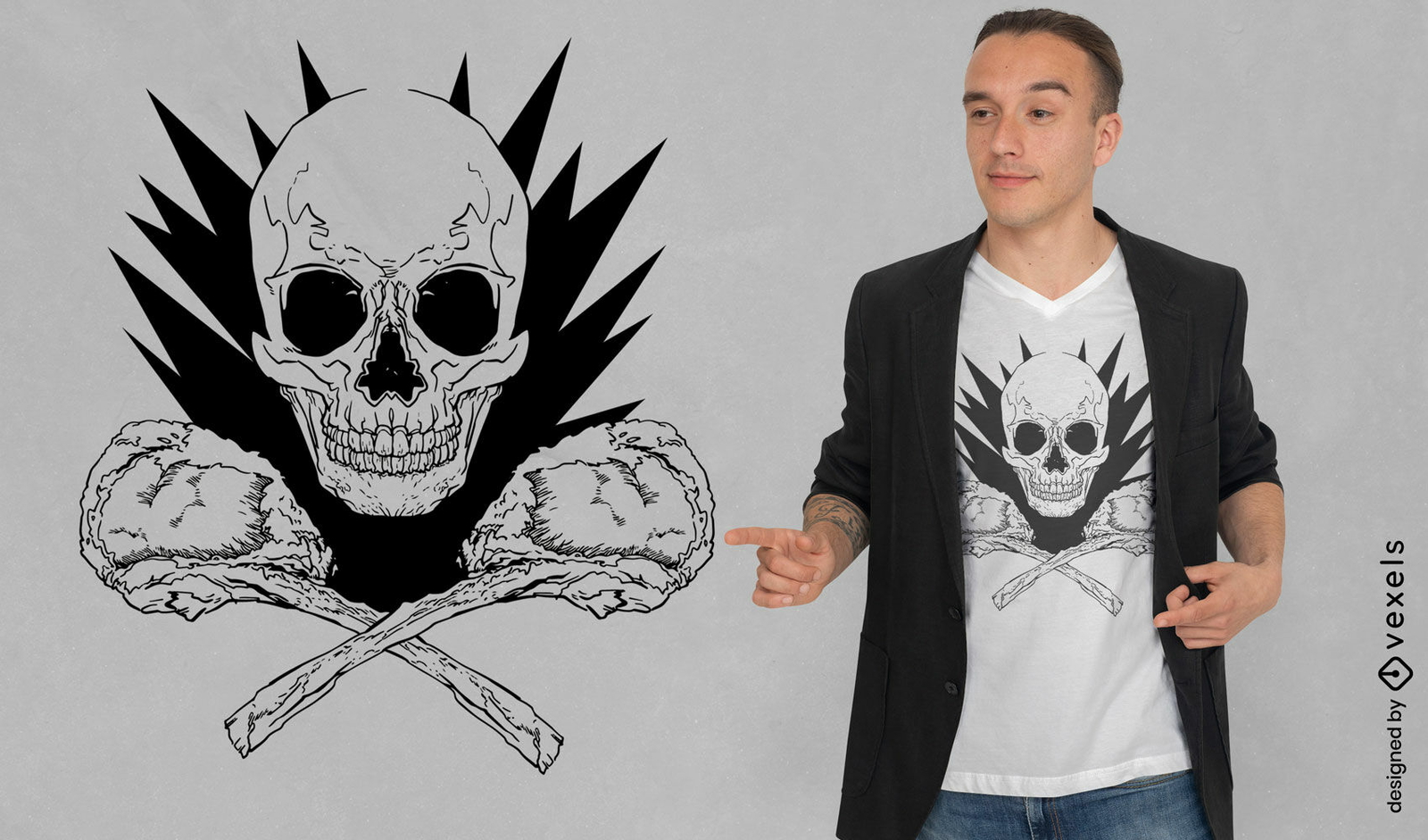 Diseño de camiseta de calavera de bistec Tomahawk