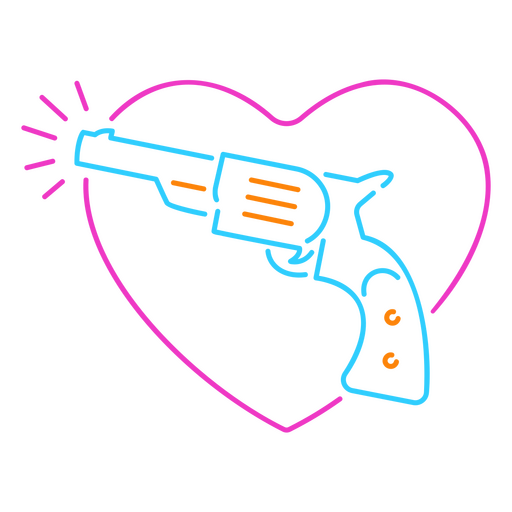 Icono de pistola en forma de corazón. Diseño PNG