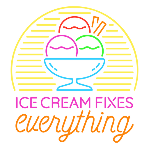 Ice cream fixes everything neon sign PNG Design