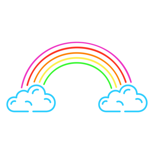 Línea de arco iris y nubes. Diseño PNG