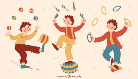 Circus juggler character set