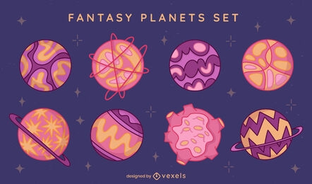 Conjunto de planetas de fantasía
