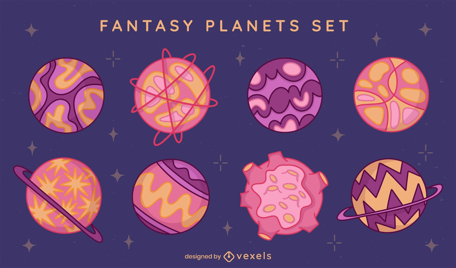 Conjunto de planetas de fantasia