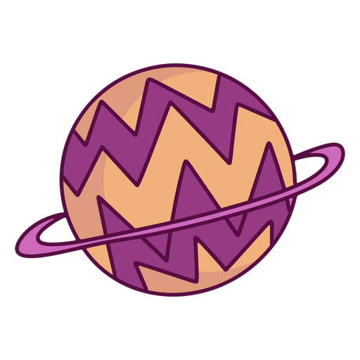 Purple and orange planet with a zigzag pattern PNG Design