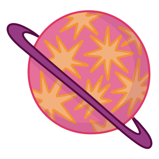 Dibujo de Saturno con destellos. Diseño PNG