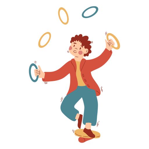Boy juggling with rings PNG Design