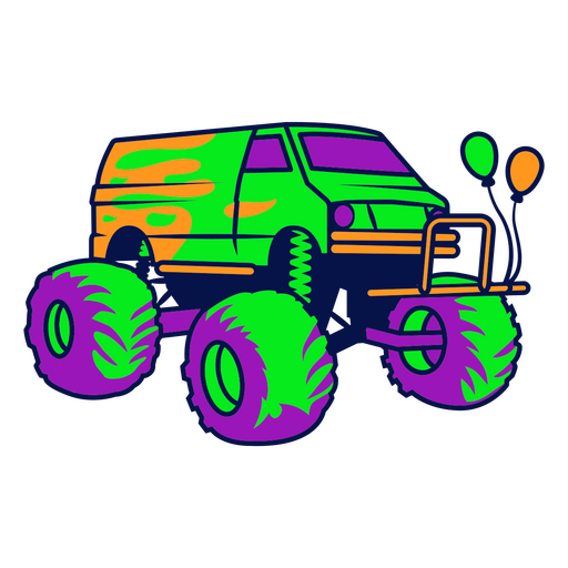 Imagem de um monster truck com balões Desenho PNG