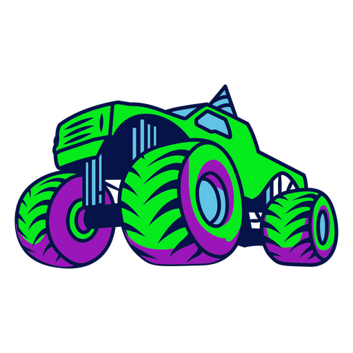 Green and purple monster truck PNG Design