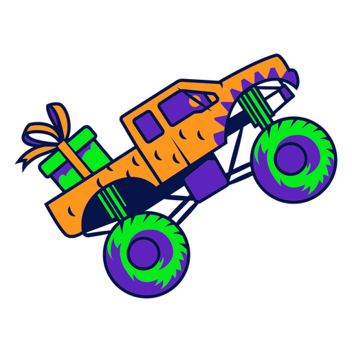 Monster truck com um presente Desenho PNG