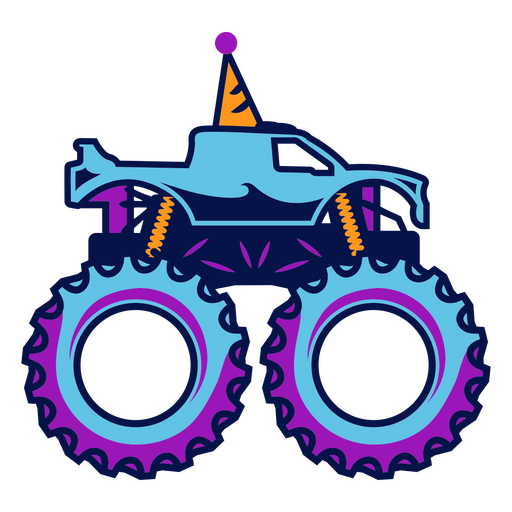 Monster truck com chapéu de festa Desenho PNG