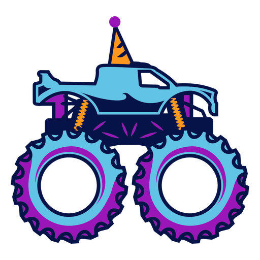 Monster truck with a party hat on it PNG Design