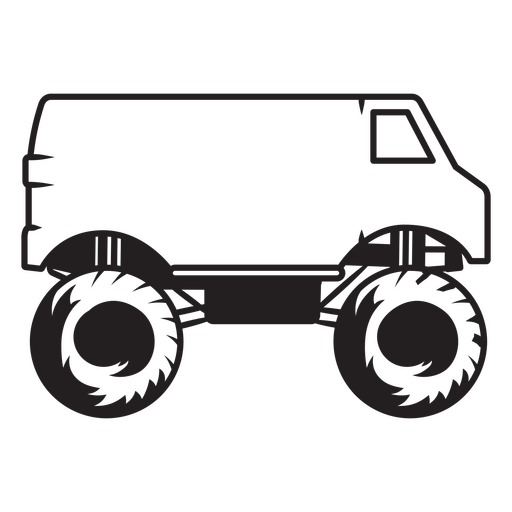 Bild eines Monstertrucks in Schwarzweiß PNG-Design