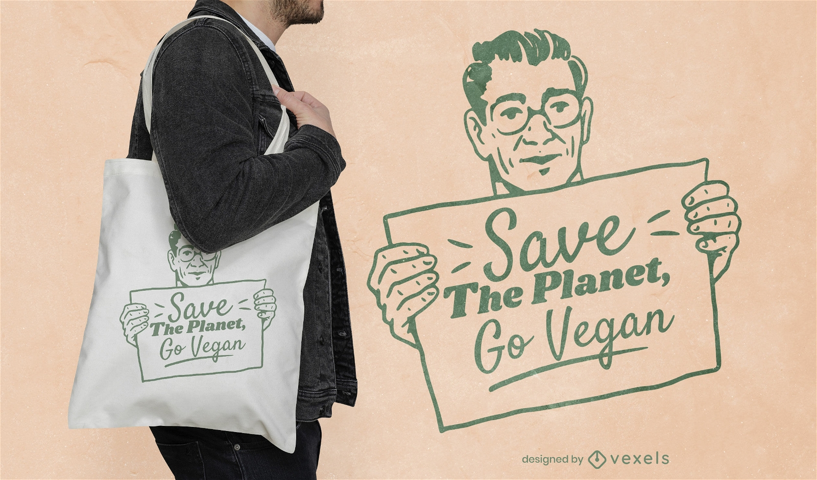 Go vegan ecology tote bag design