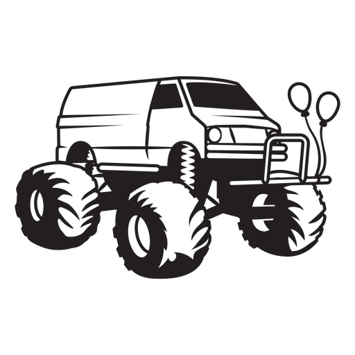 Black and white image of a monster truck PNG Design