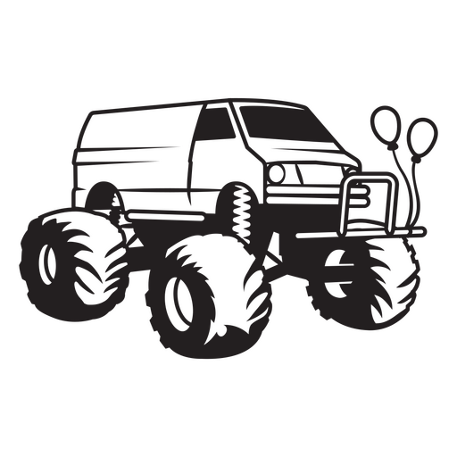 Schwarz-Weiß-Bild eines Monstertrucks PNG-Design