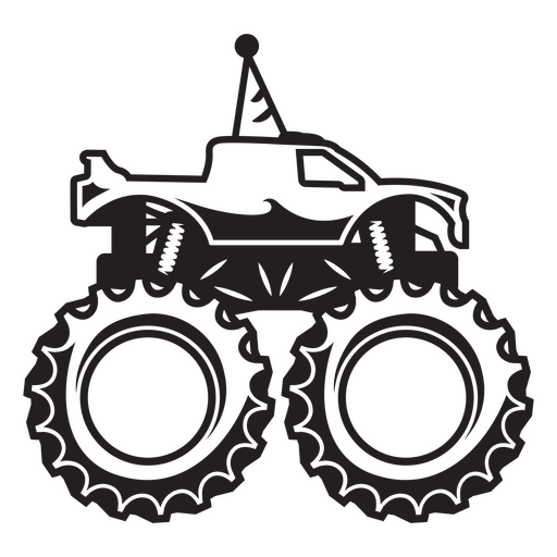 Black and white drawing of a monster truck PNG Design