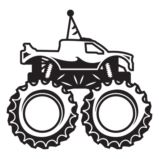 Schwarz-Weiß-Zeichnung eines Monstertrucks PNG-Design