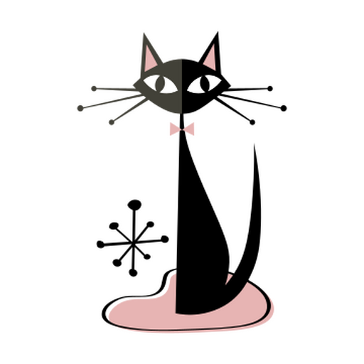 Gato negro con pajarita rosa Diseño PNG