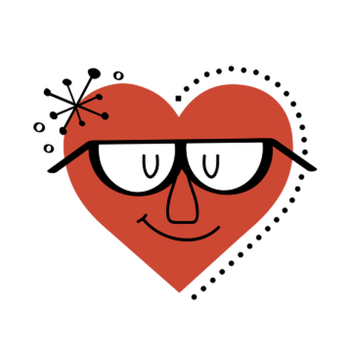 Red heart with glasses on it PNG Design