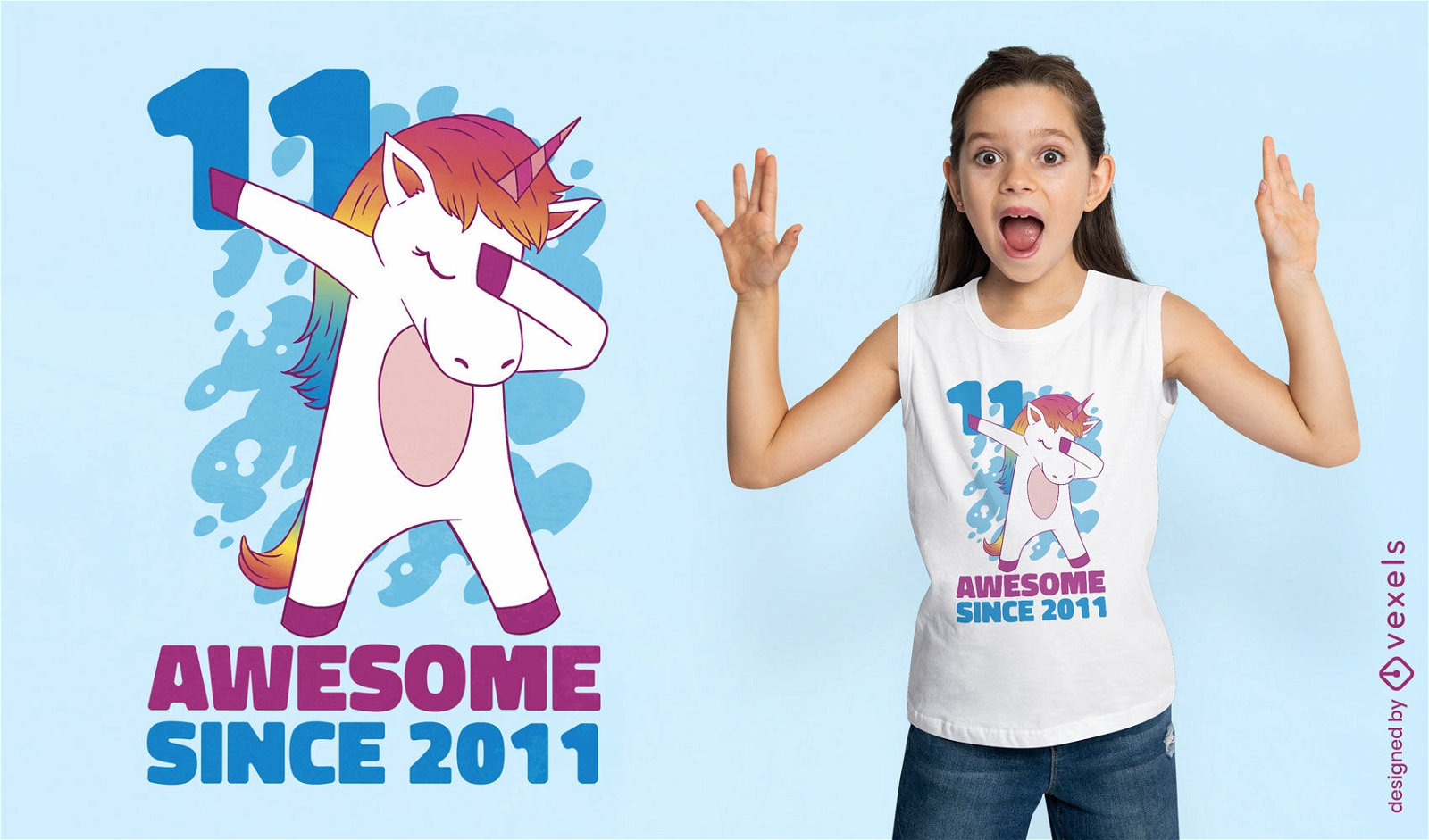 Diseño de camiseta divertida con toques de unicornio