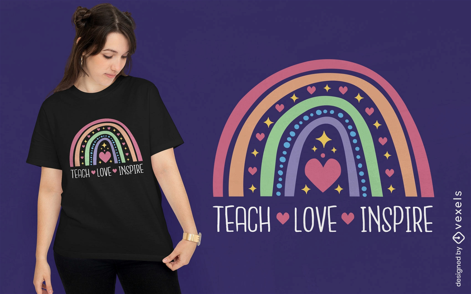 Design de camiseta com citação de amor do professor