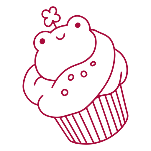 Cupcake com um sapo no traço Desenho PNG