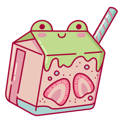 Frog with a straw in a milk carton PNG Design