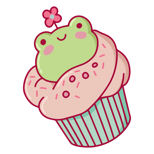 Cupcake with a frog on it PNG Design