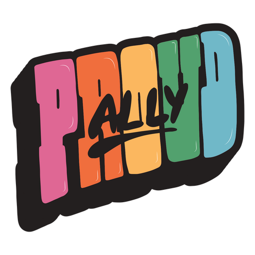 Logotipo colorido con la palabra orgulloso aliado Diseño PNG